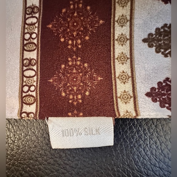 Silk Paisley Patterned Scarf, Silky Scarf, Headband 48.5"x9" - Picture 9 of 11